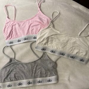 ALO Yoga Bra Set - Pink, White, and Gray